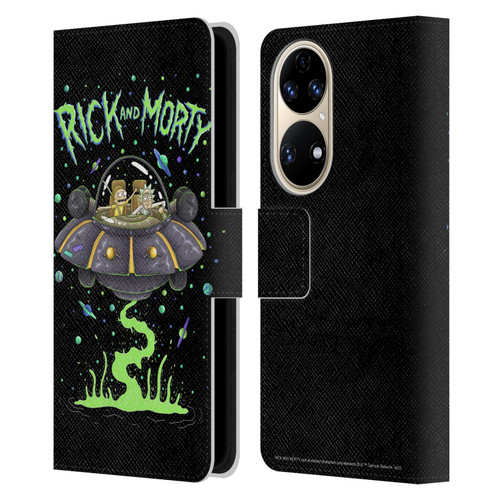 Rick And Morty Season 1 & 2 Graphics The Space Cruiser Leather Book Wallet Case Cover For Huawei P50