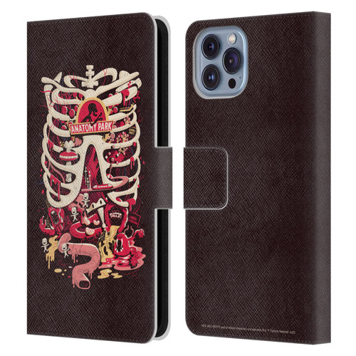 Rick And Morty Season 1 & 2 Graphics Anatomy Park Leather Book Wallet Case Cover For Apple iPhone 14
