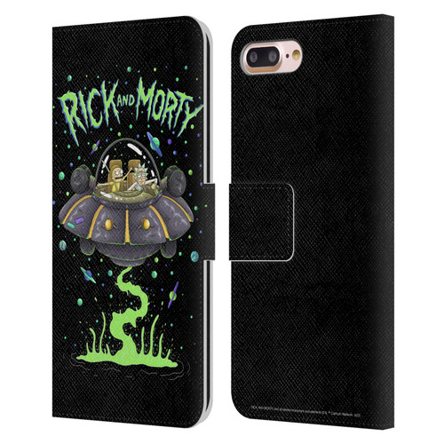 Rick And Morty Season 1 & 2 Graphics The Space Cruiser Leather Book Wallet Case Cover For Apple iPhone 7 Plus / iPhone 8 Plus