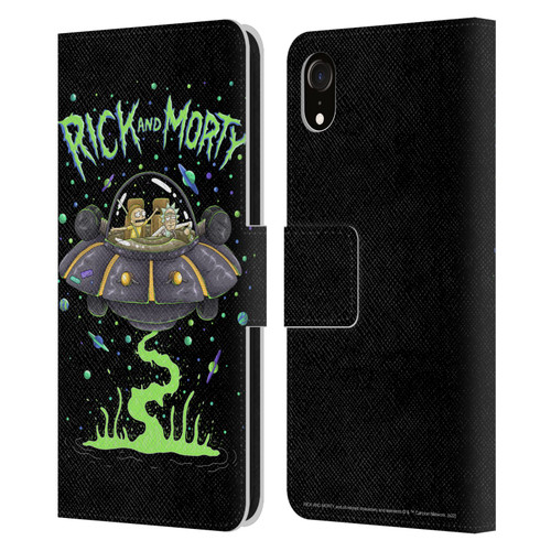 Rick And Morty Season 1 & 2 Graphics The Space Cruiser Leather Book Wallet Case Cover For Apple iPhone XR