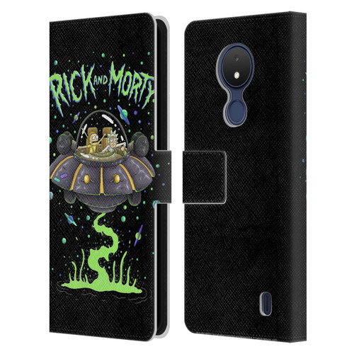 Rick And Morty Season 1 & 2 Graphics The Space Cruiser Leather Book Wallet Case Cover For Nokia C21