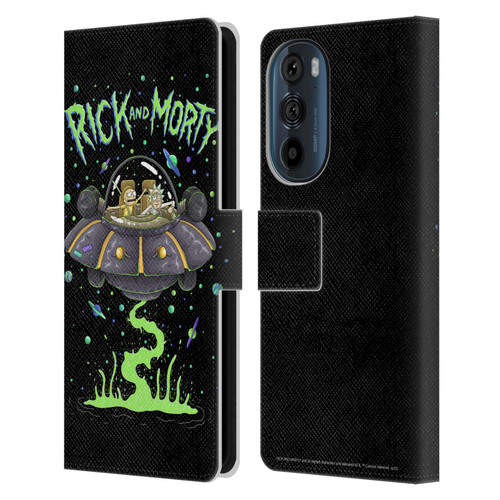 Rick And Morty Season 1 & 2 Graphics The Space Cruiser Leather Book Wallet Case Cover For Motorola Edge 30