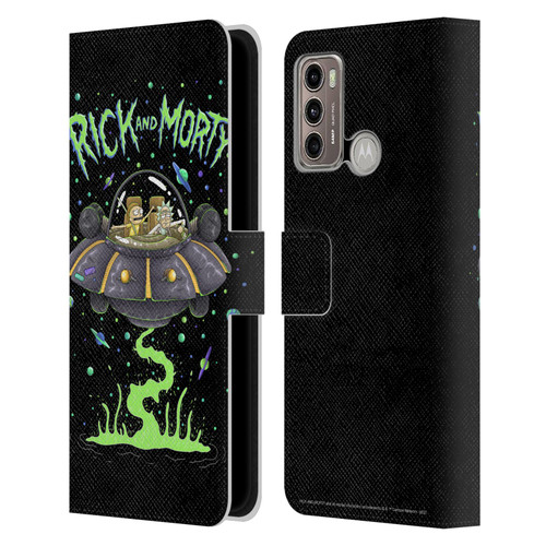 Rick And Morty Season 1 & 2 Graphics The Space Cruiser Leather Book Wallet Case Cover For Motorola Moto G60 / Moto G40 Fusion
