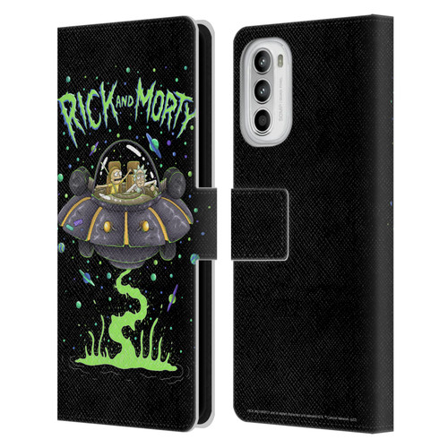 Rick And Morty Season 1 & 2 Graphics The Space Cruiser Leather Book Wallet Case Cover For Motorola Moto G52
