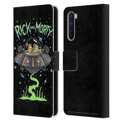 Rick And Morty Season 1 & 2 Graphics The Space Cruiser Leather Book Wallet Case Cover For OnePlus Nord 5G