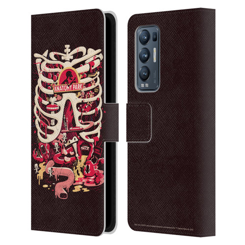 Rick And Morty Season 1 & 2 Graphics Anatomy Park Leather Book Wallet Case Cover For OPPO Find X3 Neo / Reno5 Pro+ 5G