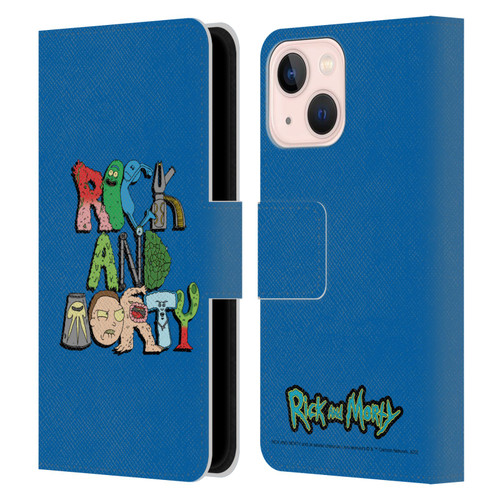 Rick And Morty Season 3 Character Art Typography Leather Book Wallet Case Cover For Apple iPhone 13 Mini