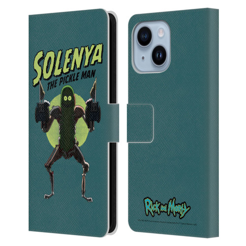 Rick And Morty Season 3 Character Art Pickle Rick Leather Book Wallet Case Cover For Apple iPhone 14 Plus