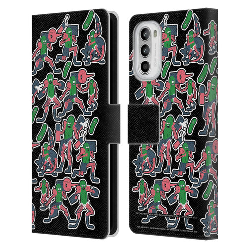 Rick And Morty Season 3 Character Art Pickle Rick Stickers Print Leather Book Wallet Case Cover For Motorola Moto G52