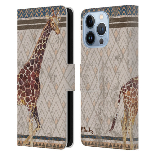 Paul Brent Animals Tribal Giraffe Leather Book Wallet Case Cover For Apple iPhone 13 Pro