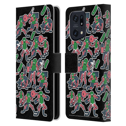 Rick And Morty Season 3 Character Art Pickle Rick Stickers Print Leather Book Wallet Case Cover For OPPO Find X5 Pro