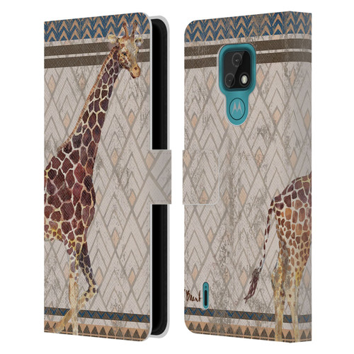 Paul Brent Animals Tribal Giraffe Leather Book Wallet Case Cover For Motorola Moto E7