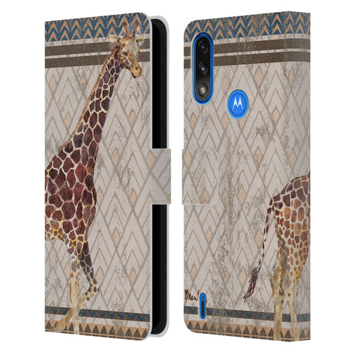 Paul Brent Animals Tribal Giraffe Leather Book Wallet Case Cover For Motorola Moto E7 Power / Moto E7i Power