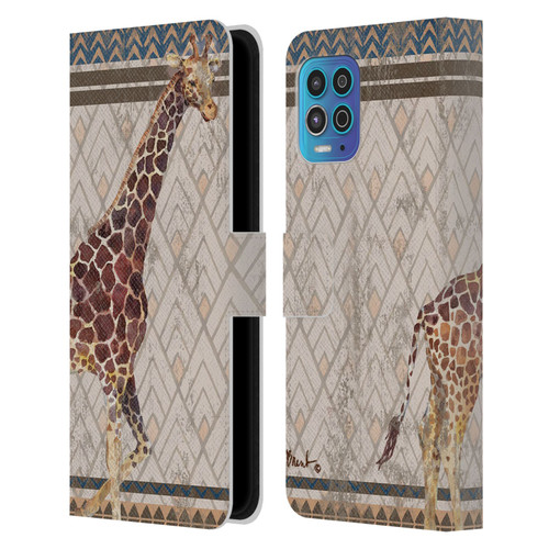 Paul Brent Animals Tribal Giraffe Leather Book Wallet Case Cover For Motorola Moto G100