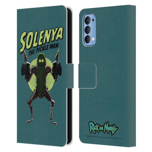 Rick And Morty Season 3 Character Art Pickle Rick Leather Book Wallet Case Cover For OPPO Reno 4 5G