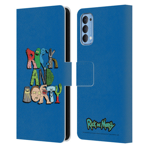 Rick And Morty Season 3 Character Art Typography Leather Book Wallet Case Cover For OPPO Reno 4 5G