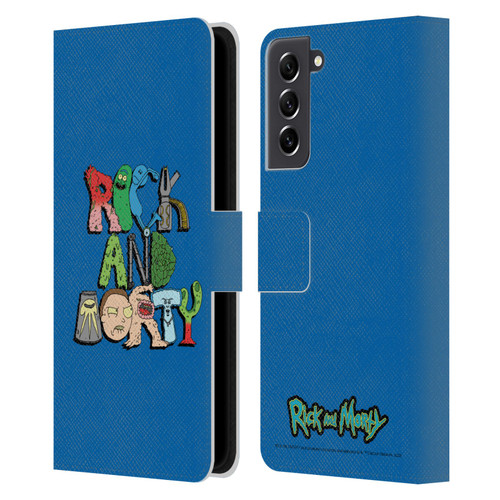 Rick And Morty Season 3 Character Art Typography Leather Book Wallet Case Cover For Samsung Galaxy S21 FE 5G