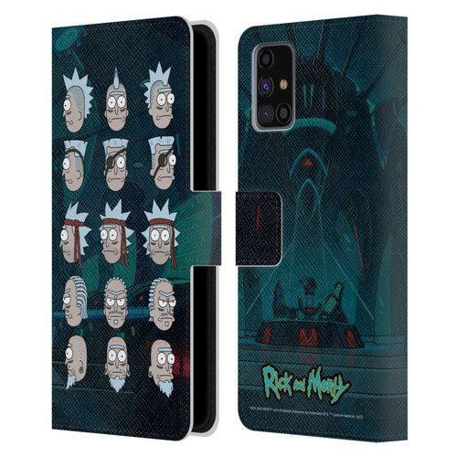 Rick And Morty Season 3 Character Art Seal Team Ricks Leather Book Wallet Case Cover For Samsung Galaxy M31s (2020)