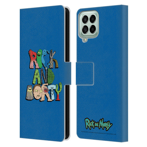 Rick And Morty Season 3 Character Art Typography Leather Book Wallet Case Cover For Samsung Galaxy M33 (2022)