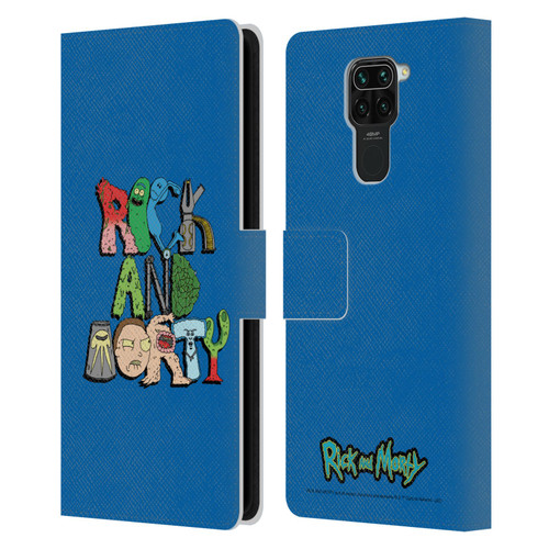 Rick And Morty Season 3 Character Art Typography Leather Book Wallet Case Cover For Xiaomi Redmi Note 9 / Redmi 10X 4G