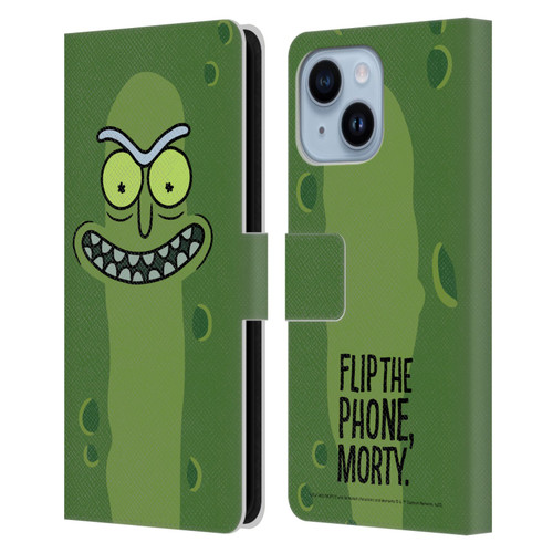Rick And Morty Season 3 Graphics Pickle Rick Leather Book Wallet Case Cover For Apple iPhone 14 Plus
