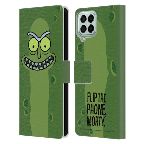Rick And Morty Season 3 Graphics Pickle Rick Leather Book Wallet Case Cover For Samsung Galaxy M33 (2022)
