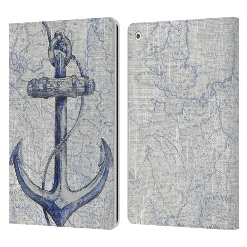 Paul Brent Nautical Vintage Anchor Leather Book Wallet Case Cover For Apple iPad 10.2 2019/2020/2021