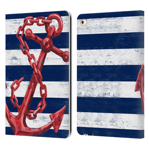 Paul Brent Nautical Westerly Anchor Red Leather Book Wallet Case Cover For Apple iPad 9.7 2017 / iPad 9.7 2018