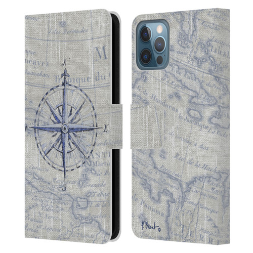 Paul Brent Nautical Vintage Compass Leather Book Wallet Case Cover For Apple iPhone 12 / iPhone 12 Pro