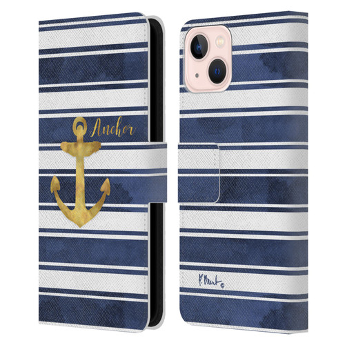 Paul Brent Nautical Anchor Leather Book Wallet Case Cover For Apple iPhone 13