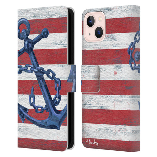 Paul Brent Nautical Westerly Anchor Leather Book Wallet Case Cover For Apple iPhone 13