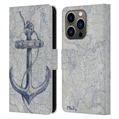 Paul Brent Nautical Vintage Anchor Leather Book Wallet Case Cover For Apple iPhone 14 Pro