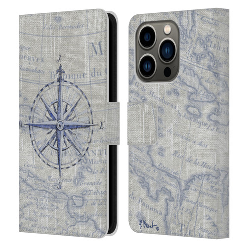 Paul Brent Nautical Vintage Compass Leather Book Wallet Case Cover For Apple iPhone 14 Pro
