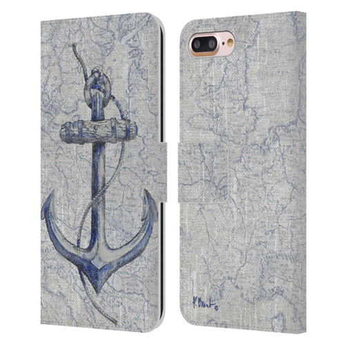 Paul Brent Nautical Vintage Anchor Leather Book Wallet Case Cover For Apple iPhone 7 Plus / iPhone 8 Plus
