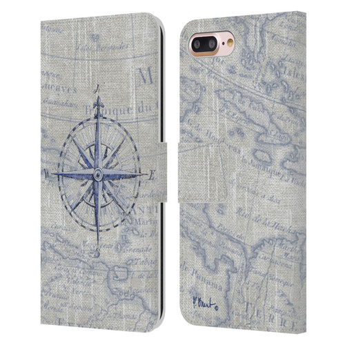 Paul Brent Nautical Vintage Compass Leather Book Wallet Case Cover For Apple iPhone 7 Plus / iPhone 8 Plus