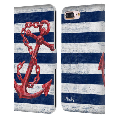 Paul Brent Nautical Westerly Anchor Red Leather Book Wallet Case Cover For Apple iPhone 7 Plus / iPhone 8 Plus