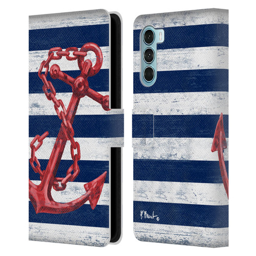 Paul Brent Nautical Westerly Anchor Red Leather Book Wallet Case Cover For Motorola Edge S30 / Moto G200 5G