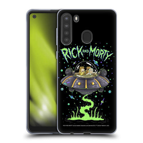 Rick And Morty Season 1 & 2 Graphics The Space Cruiser Soft Gel Case for Samsung Galaxy A21 (2020)