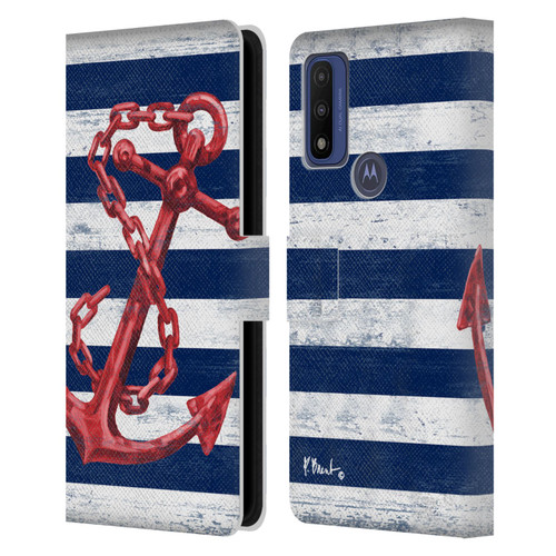 Paul Brent Nautical Westerly Anchor Red Leather Book Wallet Case Cover For Motorola G Pure