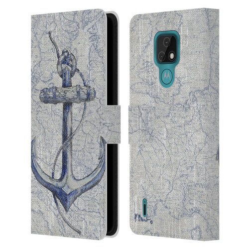 Paul Brent Nautical Vintage Anchor Leather Book Wallet Case Cover For Motorola Moto E7