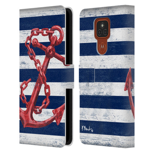 Paul Brent Nautical Westerly Anchor Red Leather Book Wallet Case Cover For Motorola Moto E7 Plus