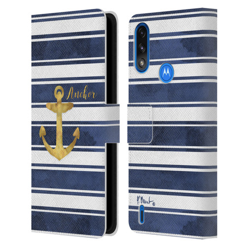 Paul Brent Nautical Anchor Leather Book Wallet Case Cover For Motorola Moto E7 Power / Moto E7i Power