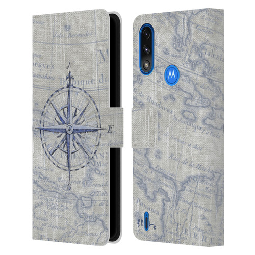 Paul Brent Nautical Vintage Compass Leather Book Wallet Case Cover For Motorola Moto E7 Power / Moto E7i Power