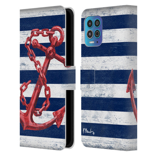 Paul Brent Nautical Westerly Anchor Red Leather Book Wallet Case Cover For Motorola Moto G100