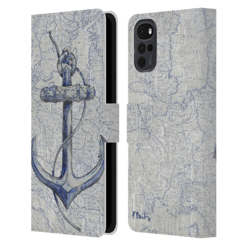 Paul Brent Nautical Vintage Anchor Leather Book Wallet Case Cover For Motorola Moto G22