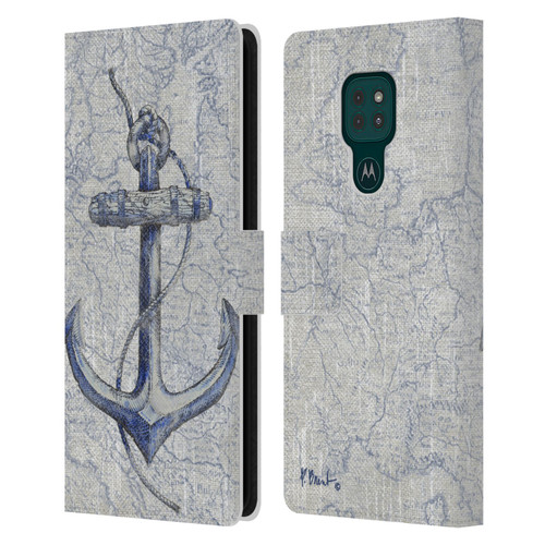 Paul Brent Nautical Vintage Anchor Leather Book Wallet Case Cover For Motorola Moto G9 Play