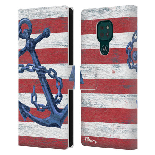 Paul Brent Nautical Westerly Anchor Leather Book Wallet Case Cover For Motorola Moto G9 Play