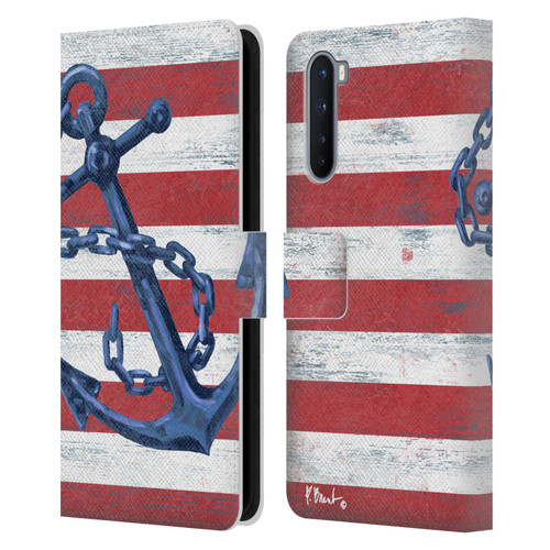Paul Brent Nautical Westerly Anchor Leather Book Wallet Case Cover For OnePlus Nord 5G