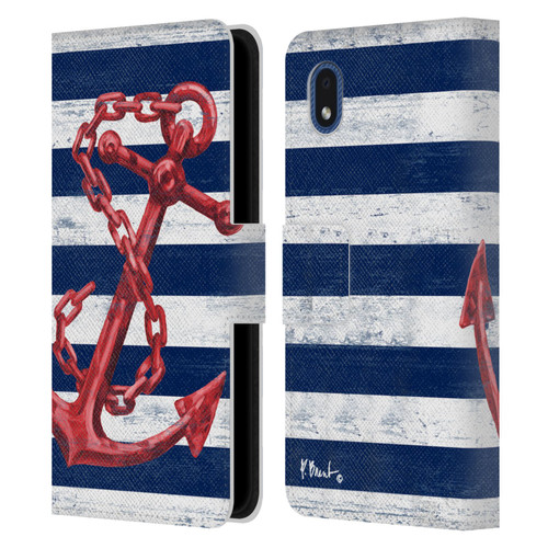 Paul Brent Nautical Westerly Anchor Red Leather Book Wallet Case Cover For Samsung Galaxy A01 Core (2020)