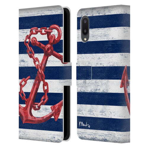 Paul Brent Nautical Westerly Anchor Red Leather Book Wallet Case Cover For Samsung Galaxy A02/M02 (2021)